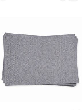 TOMMY BAHAMA Set of 4 Sullivan Herringbone Placemats 13x19in Indoor Outdoor Gray